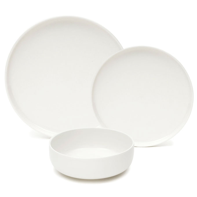 BNFD Ensemble de Table de 64 pièces, Service de Vaisselle en Porcelaine  Blanche en Porcelaine Blanche avec Bols Ronds et Assiettes, Service de Pot  à Soupe pour 12 Personnes : : Cuisine